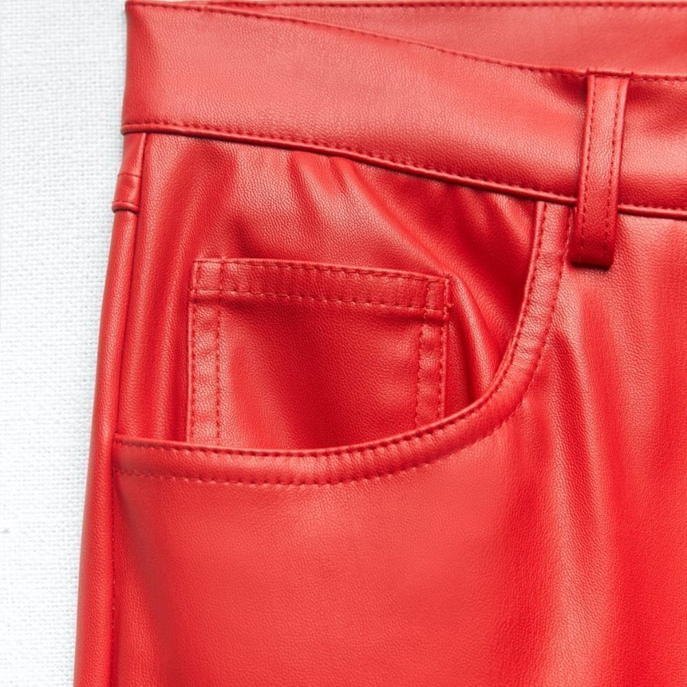 Zara FULL LENGTH FAUX LEATHER PANTS - Picture 6 of 7